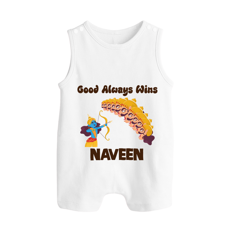 Good Always Wins Romper Suit | Personalized Baby Romper Suit for Festival Celebration - WHITE - 0 - 5 Months Old (Chest 18")