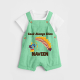 Good Always Wins Dungaree Set | Personalized Baby Dungaree Set for Festival Celebration - GREEN - 0 - 5 Months Old (Chest 18")