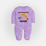 Good Always Wins Sleep Suit | Personalized Baby Sleep Suit for Festival Celebration - LILAC - New Born (Chest 7.5")