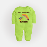 Good Always Wins Sleep Suit | Personalized Baby Sleep Suit for Festival Celebration - LIME GREEN - New Born (Chest 7.5")