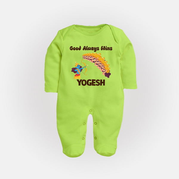 Good Triumph Over Evil Full Body Suit - LIME GREEN - New Born (Chest 7.5")
