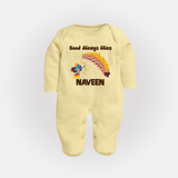Good Always Wins Sleep Suit | Personalized Baby Sleep Suit for Festival Celebration - PASTEL YELLOW - New Born (Chest 7.5")