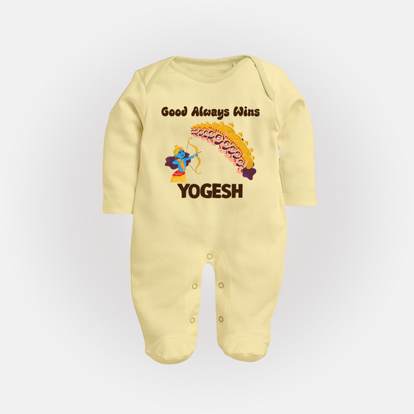 Good Triumph Over Evil Full Body Suit - PASTEL YELLOW - New Born (Chest 7.5")