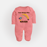Good Always Wins Sleep Suit | Personalized Baby Sleep Suit for Festival Celebration - PEACH - New Born (Chest 7.5")