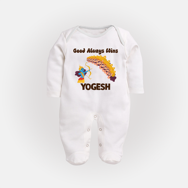 Good Triumph Over Evil Full Body Suit - WHITE - New Born (Chest 7.5")