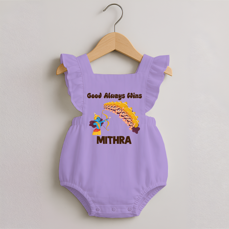 Good Always Wins Romper Frock | Personalized Baby Romper Frock for Festival Celebration - LILAC - 0 - 3 Months Old (Chest 19")