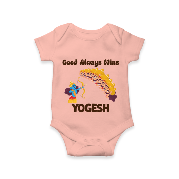 Good Triumph Over Evil Romper - PEACH - New Born (Chest 14")