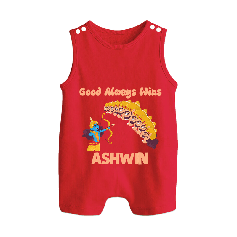 Good Always Wins Romper Suit | Personalized Baby Romper Suit for Festival Celebration - RED - 0 - 5 Months Old (Chest 18")