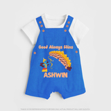 Good Always Wins Dungaree Set | Personalized Baby Dungaree Set for Festival Celebration - COBALT BLUE - 0 - 5 Months Old (Chest 18")