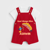Good Always Wins Dungaree Set | Personalized Baby Dungaree Set for Festival Celebration - RED - 0 - 5 Months Old (Chest 18")