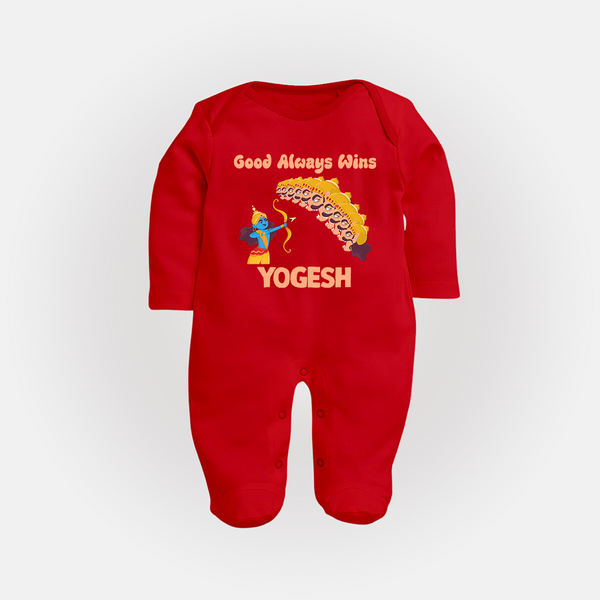 Good Triumph Over Evil Full Body Suit - RED - New Born (Chest 7.5")