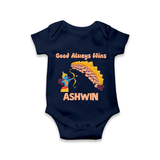 Good Always Wins Romper | Personalized Baby Romper for Festival Celebration - NAVY BLUE - New Born (Chest 14")