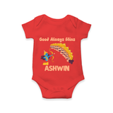 Good Always Wins Romper | Personalized Baby Romper for Festival Celebration - RED - New Born (Chest 14")