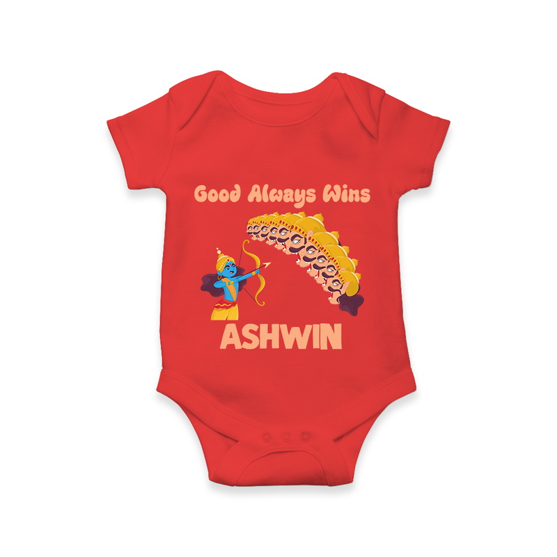 Good Always Wins Romper | Personalized Baby Romper for Festival Celebration - RED - New Born (Chest 14")