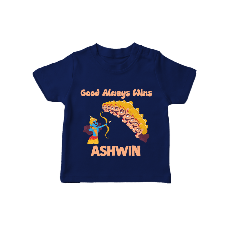 Good Always Wins Tshirt | Personalized Baby Tshirt for Festival Celebration - NAVY BLUE - 0-5 Months Old (Chest 17")