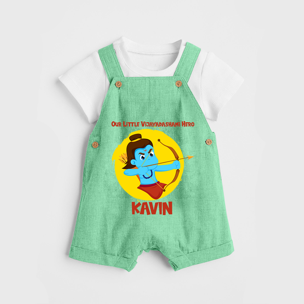 Our Little Vijayadashami Hero Dungaree Set | Custom Baby Dungaree Set for Dussehra - GREEN - 0 - 5 Months Old (Chest 18")