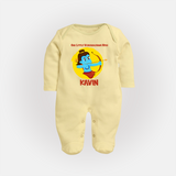 Our Little Vijayadashami Hero Sleep Suit | Custom Baby Sleep Suit for Dussehra - PASTEL YELLOW - New Born (Chest 7.5")