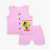 Little Vijayadashami Hero Jabla Set - BABY PINK - 0 - 3 Months Old (Chest 9.8")