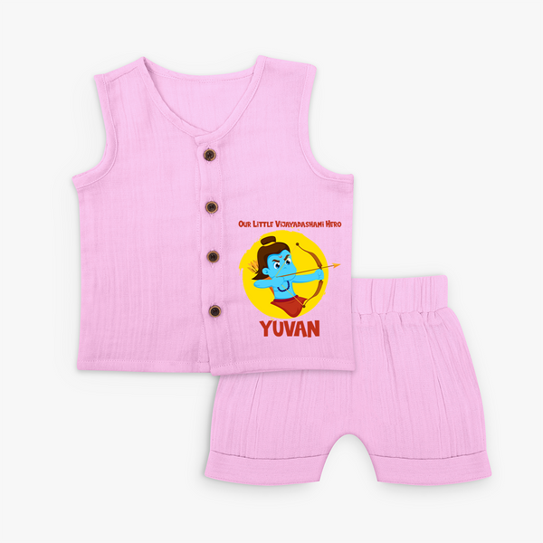 Little Vijayadashami Hero Jabla Set - BABY PINK - 0 - 3 Months Old (Chest 9.8")