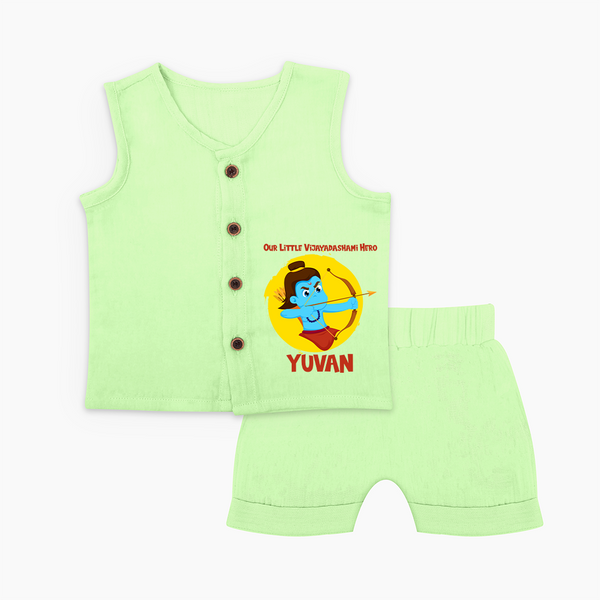 Little Vijayadashami Hero Jabla Set - PASTEL GREEN - 0 - 3 Months Old (Chest 9.8")