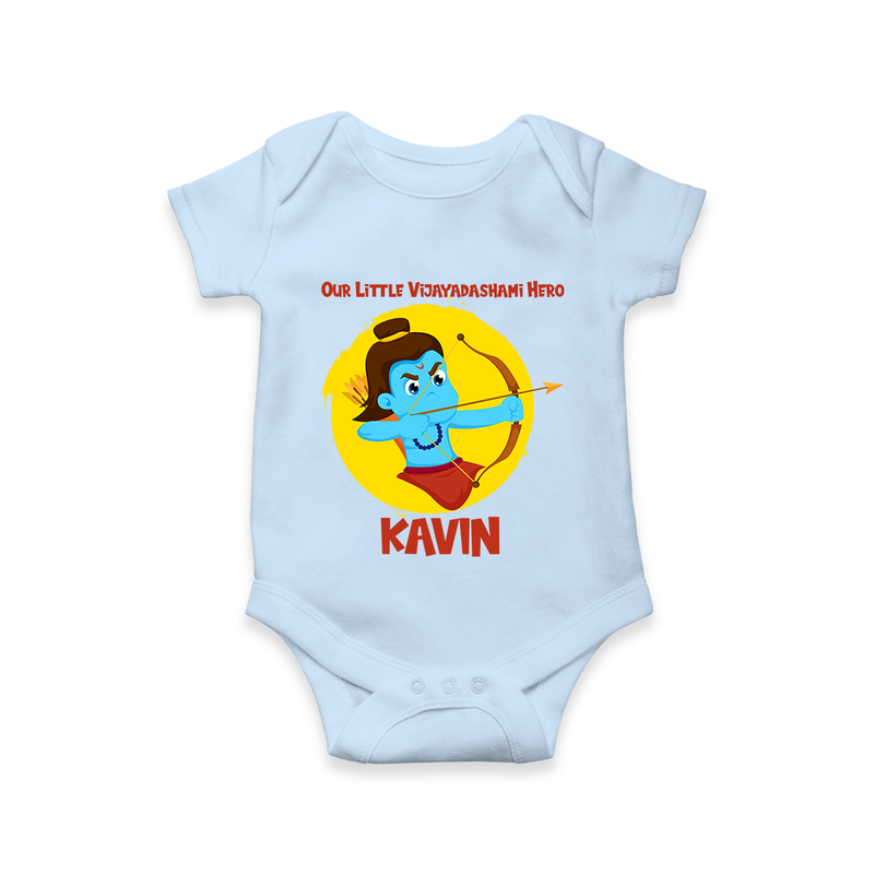 Our Little Vijayadashami Hero Romper | Custom Baby Romper for Dussehra - BABY BLUE - New Born (Chest 14")
