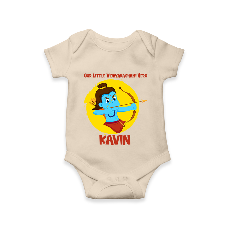 Our Little Vijayadashami Hero Romper | Custom Baby Romper for Dussehra - IVORY - New Born (Chest 14")