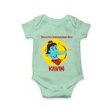 Our Little Vijayadashami Hero Romper | Custom Baby Romper for Dussehra - MINT GREEN - New Born (Chest 14")