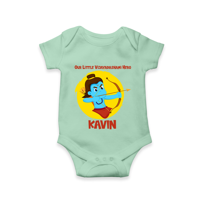 Our Little Vijayadashami Hero Romper | Custom Baby Romper for Dussehra - MINT GREEN - New Born (Chest 14")