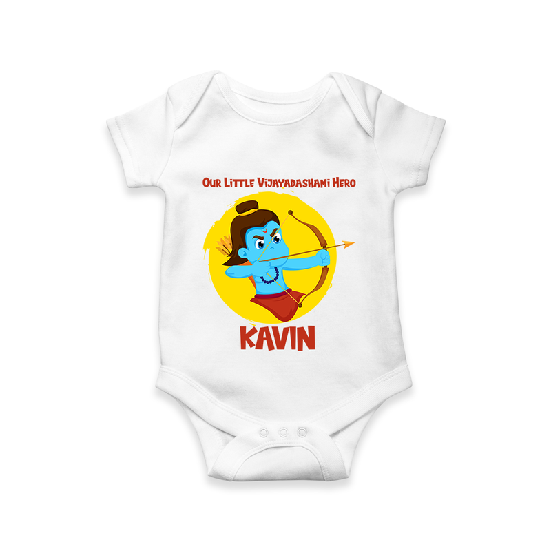 Our Little Vijayadashami Hero Romper | Custom Baby Romper for Dussehra - WHITE - New Born (Chest 14")