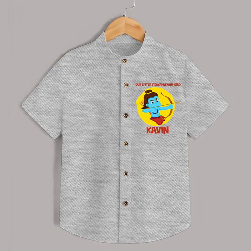 Our Little Vijayadashami Hero Shirt | Custom Baby Shirt for Dussehra - GREY - 0 - 6 Months Old (Chest 23")