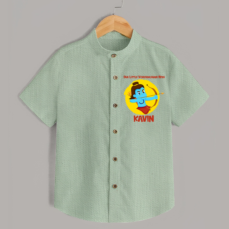 Our Little Vijayadashami Hero Shirt | Custom Baby Shirt for Dussehra - MINT GREEN - 0 - 6 Months Old (Chest 23")