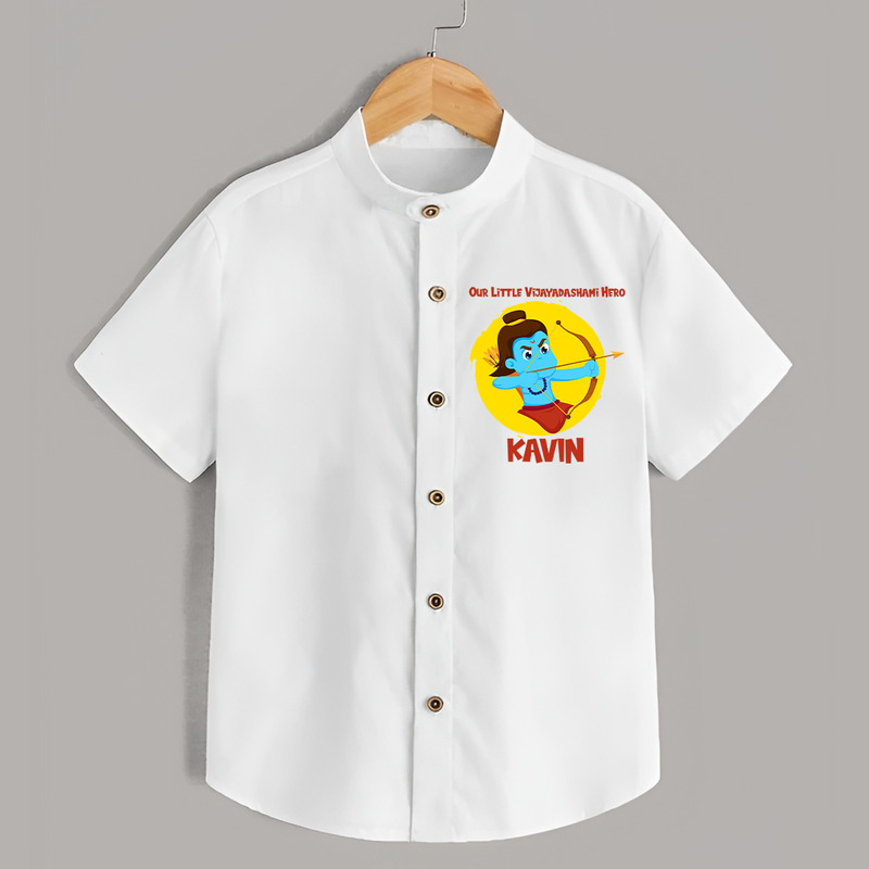 Our Little Vijayadashami Hero Shirt | Custom Baby Shirt for Dussehra - WHITE - 0 - 6 Months Old (Chest 23")