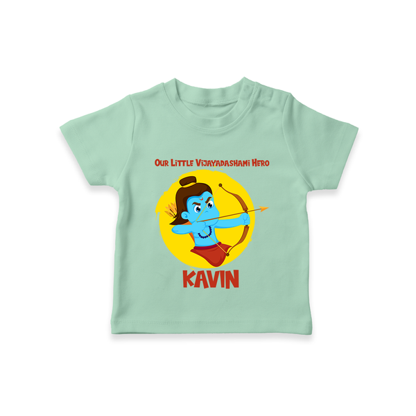 Our Little Vijayadashami Hero Tshirt | Custom Baby Tshirt for Dussehra - MINT GREEN - 0-5 Months Old (Chest 17")