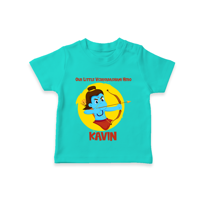 Our Little Vijayadashami Hero Tshirt | Custom Baby Tshirt for Dussehra - TEAL - 0-5 Months Old (Chest 17")