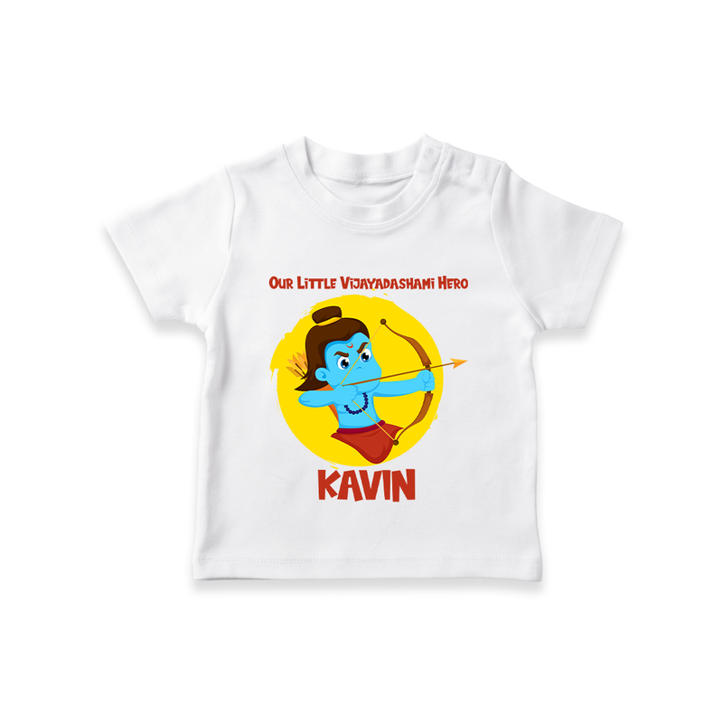 Our Little Vijayadashami Hero Tshirt | Custom Baby Tshirt for Dussehra - WHITE - 0-5 Months Old (Chest 17")
