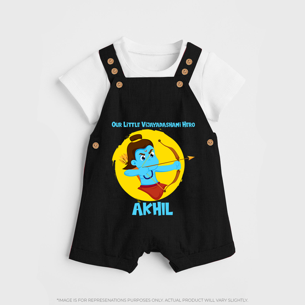 Our Little Vijayadashami Hero Dungaree Set | Custom Baby Dungaree Set for Dussehra - BLACK - 0 - 5 Months Old (Chest 18")