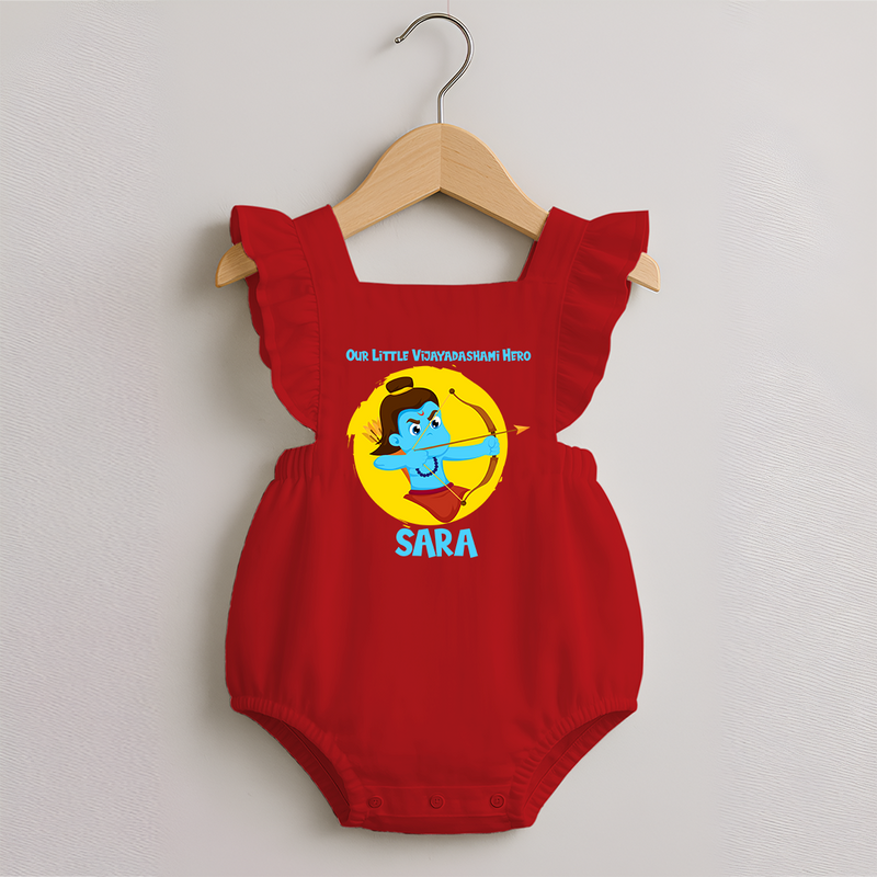 Our Little Vijayadashami Hero Romper Frock | Custom Baby Romper Frock for Dussehra - RED - 0 - 3 Months Old (Chest 19")