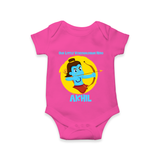 Our Little Vijayadashami Hero Romper | Custom Baby Romper for Dussehra - HOT PINK - New Born (Chest 14")