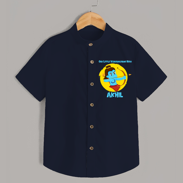 Our Little Vijayadashami Hero Shirt | Custom Baby Shirt for Dussehra - NAVY BLUE - 0 - 6 Months Old (Chest 23")