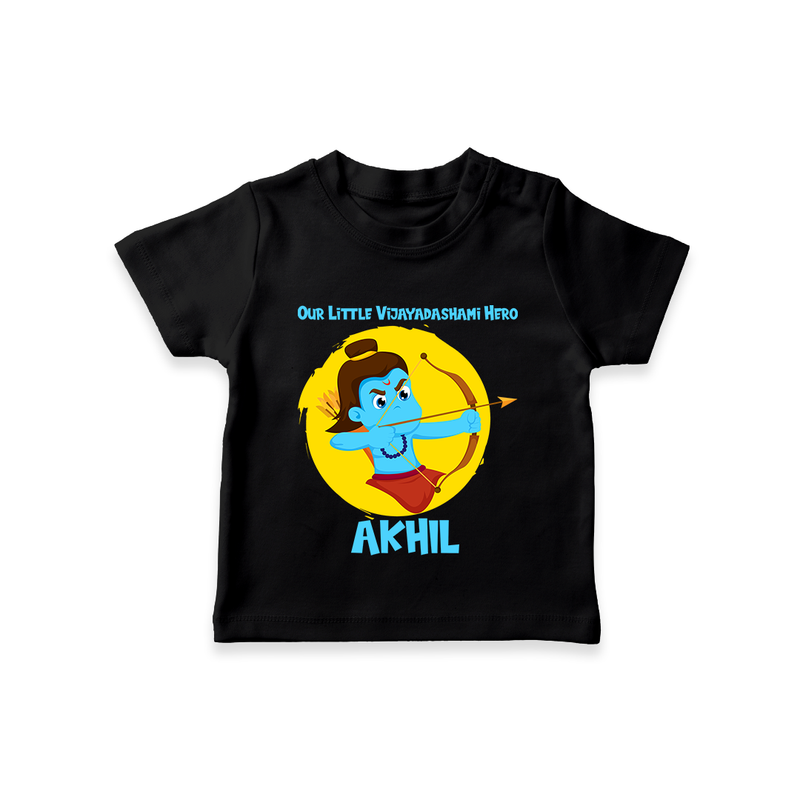 Our Little Vijayadashami Hero Tshirt | Custom Baby Tshirt for Dussehra - BLACK - 0-5 Months Old (Chest 17")
