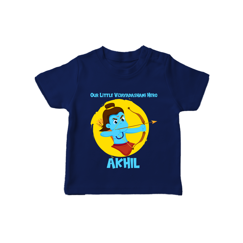 Our Little Vijayadashami Hero Tshirt | Custom Baby Tshirt for Dussehra - NAVY BLUE - 0-5 Months Old (Chest 17")
