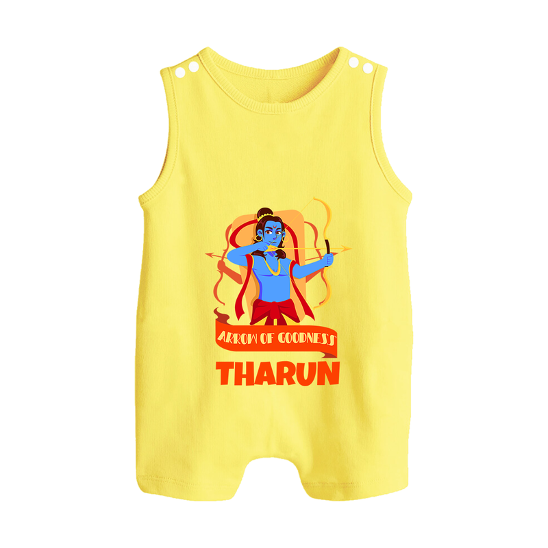 Arrow of Goodness Romper Suit | Personalized Baby Romper Suit for Festival Fun - PASTEL YELLOW - 0 - 5 Months Old (Chest 18")