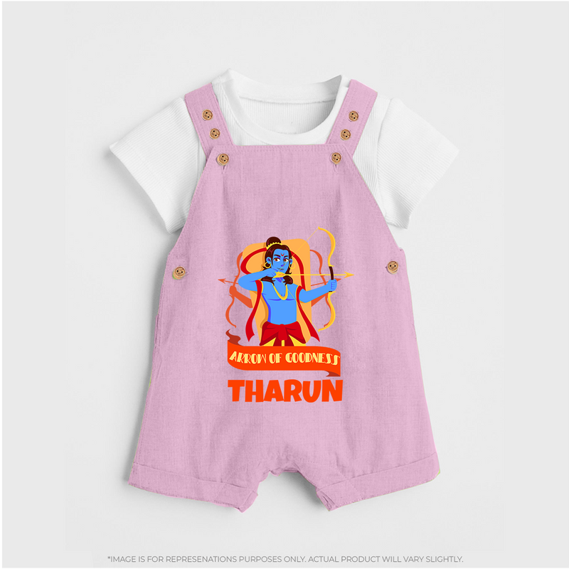 Arrow of Goodness Dungaree Set | Personalized Baby Dungaree Set for Festival Fun - BABY PINK - 0 - 5 Months Old (Chest 18")