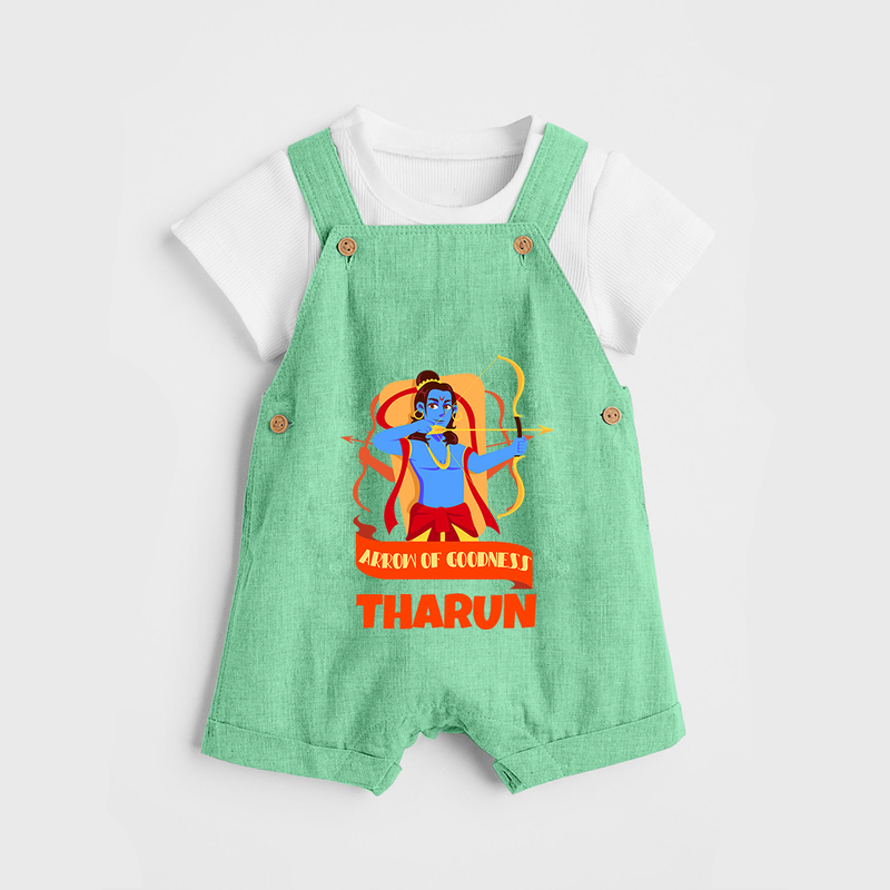 Arrow of Goodness Dungaree Set | Personalized Baby Dungaree Set for Festival Fun - GREEN - 0 - 5 Months Old (Chest 18")