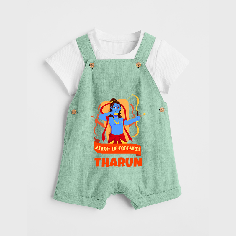 Arrow of Goodness Dungaree Set | Personalized Baby Dungaree Set for Festival Fun - MINT GREEN - 0 - 5 Months Old (Chest 18")