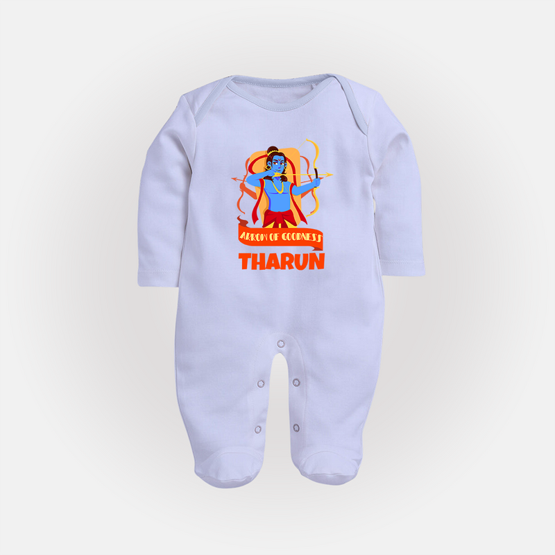 Arrow of Goodness Sleep Suit | Personalized Baby Sleep Suit for Festival Fun - BABY BLUE - New Born (Chest 7.5")