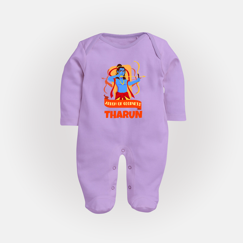 Arrow of Goodness Sleep Suit | Personalized Baby Sleep Suit for Festival Fun - LILAC - New Born (Chest 7.5")