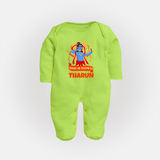 Arrow of Goodness Sleep Suit | Personalized Baby Sleep Suit for Festival Fun - LIME GREEN - New Born (Chest 7.5")