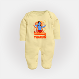 Arrow of Goodness Sleep Suit | Personalized Baby Sleep Suit for Festival Fun - PASTEL YELLOW - New Born (Chest 7.5")