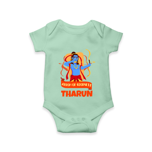 Arrow of Goodness Romper | Personalized Baby Romper for Festival Fun - MINT GREEN - New Born (Chest 14")